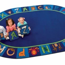 Promo ⭐ Carpets For Kids A To Z Animals Rug, 6 Feet 9 Inches X 9 Feet 5 Inches, Oval, Multicolored 🎉