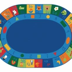 Buy ✔️ Carpets For Kids Blocks Learning Rug, 6 Feet 9 Inches X 9 Feet 5 Inches, Oval, Multicolored 😉