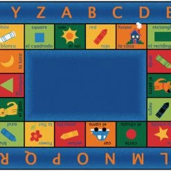 New 💯 Carpets For Kids Bilingual Circletime Rug, 5 Feet 10 Inches X 8 Feet 4 Inches, Rectangle, Blue ❤️