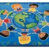 Hot Sale 😀 Carpets For Kids Carpet Give The Planet A Hug Rug, 6 X 9 Feet, Rectangle, Blue ⭐ -Childcraft Sales 1365795 ecommfullsize