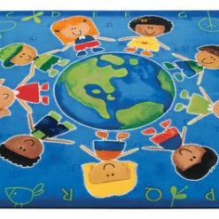 Hot Sale 😀 Carpets For Kids Carpet Give The Planet A Hug Rug, 6 X 9 Feet, Rectangle, Blue ⭐
