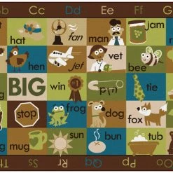 Discount 🤩 Carpets For Kids Rhyme Time Rug, 7 Feet 6 Inches X 12 Feet, Rectangle, Nature Colors, Brown 🤩