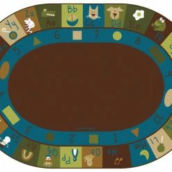 Best Sale 💯 Carpets For Kids Learning Block Carpet, 6 X 9 Feet, Oval, Nature Colors, Brown ✔️