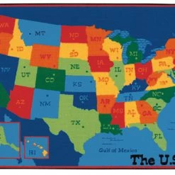 Outlet 🎁 Carpets For Kids KID$Value PLUS USA Map Carpet, 6 X 9 Feet, Rectangle, Multicolored 🎉