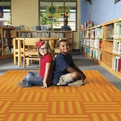 Brand new 🔥 Flagship Carpets Hashtag Tone On Tone, 7 Feet 6 Inches X 12 Feet, Orange 😀 -Childcraft Sales 1527748 E ecommfullsize