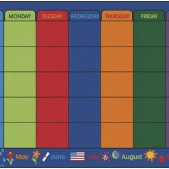 Promo 👍 Carpets For Kids Calendar Celebrations Rug, 7 Feet 6 Inches X 12 Feet, Rectangle, Multicolored 👏
