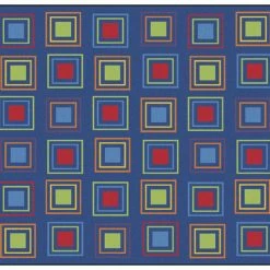 Discount ✨ Carpets For Kids Primary Squares Carpet, 6 X 9 Feet, Rectangle, Blue ✔️