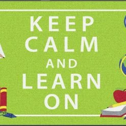 Promo 🤩 Flagship Carpets Keep Calm And Learn On Rug, 4 X 6 Feet, Rectangle, Green ⌛