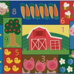 Discount ✨ Carpets For Kids Toddler Farm Counting Rug, 4 X 6 Feet, Rectangle 🎉