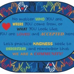 Best Sale 🎉 Carpets For Kids Hands Together Community Carpet, 6 X 9 Feet, Oval, Multicolored ❤️