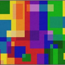 Outlet ⭐ Childcraft Geo Squares Carpets, 8 X 12 Feet, Rectangle 🛒