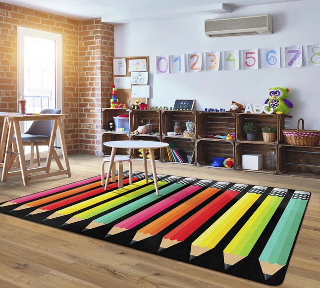 Buy π₯° Schoolgirl Style Black & White Stylish Brights Pencils Rug, 5 Feet X 7 Feet 6 Inches π 5 Buy π₯° Schoolgirl Style Black & White Stylish Brights Pencils Rug, 5 Feet X 7 Feet 6 Inches π - Image 3