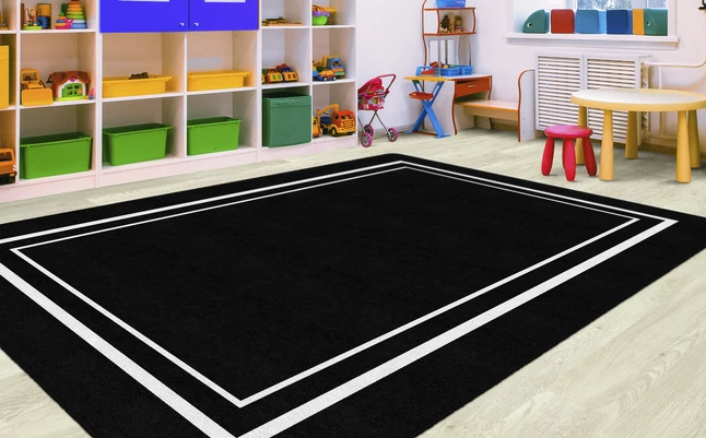 Promo π Schoolgirl Style Simply Stylish Black & White Border Rug, 5 Feet X 7 Feet 6 Inches 𧨠5 Promo π Schoolgirl Style Simply Stylish Black & White Border Rug, 5 Feet X 7 Feet 6 Inches 𧨠- Image 3