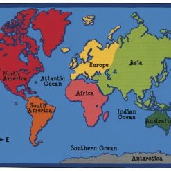Outlet π₯° Carpets For Kids KIDSValue PLUS World Map Rug, 7 Feet 6 Inches X 12 Feet, Rectangle, Blue π