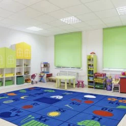 Alternative view of Hot Sale 😍 Carpets For Kids KIDSValue PLUS Alphabet Seating Rug, 7 Feet 6 Inches X 12 Feet, Rectangle, Blue 👍