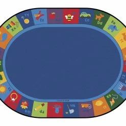 New 🤩 Carpets For Kids Sequential Seating Literacy Carpet, 6 Feet 9 Inches X 9 Feet 5 Inches, Oval, Multicolored 🎁