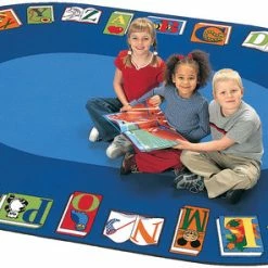 Promo 😀 Carpets For Kids Reading By The Book Carpet, 6 Feet 9 Inches X 9 Feet 5 Inches, Oval, Multicolored ⌛